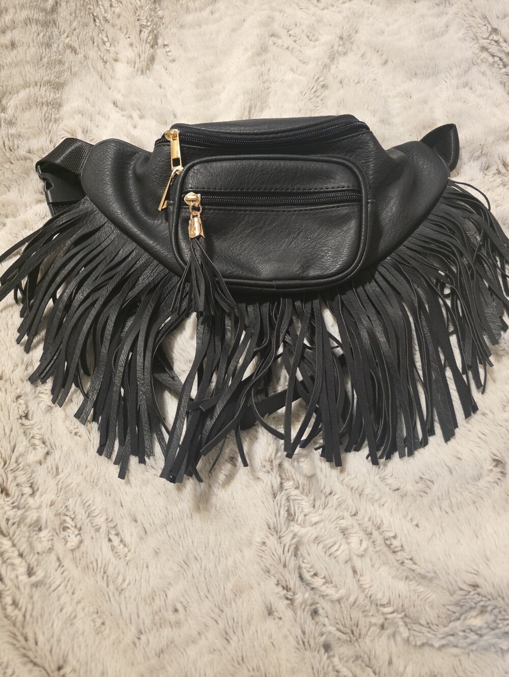 Fringe Waist bag for women with Multi Zipper Pockets